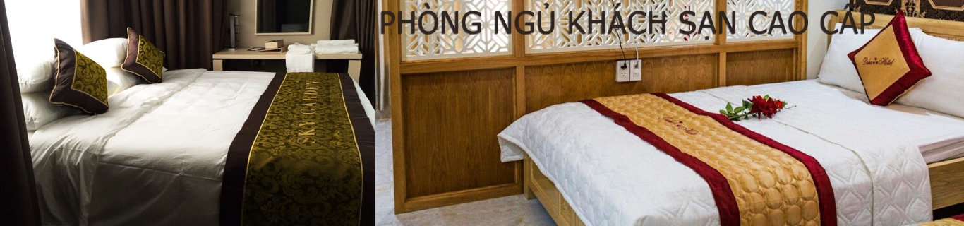 Bộ phòng ngủ khách sạn gồm tấm trang trí & gối trang trí